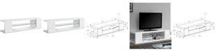 Monarch Specialties Tempered Glass 60"L Tv Stand in Glossy White